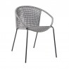 Snack Indoor Outdoor Stackable Steel Dining Chair with Grey Rope - Set of 2 6