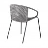 Snack Indoor Outdoor Stackable Steel Dining Chair with Grey Rope - Set of 2 5