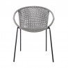 Snack Indoor Outdoor Stackable Steel Dining Chair with Grey Rope - Set of 2 4