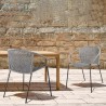 Snack Indoor Outdoor Stackable Steel Dining Chair with Grey Rope - Set of 2