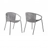 Snack Indoor Outdoor Stackable Steel Dining Chair with Grey Rope - Set of 2 6 9