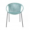 Snack Indoor Outdoor Stackable Steel Dining Chair with Wasabi Rope - Set of 2 3