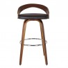 Armen Living Sonia Swivel Brown Faux Leather and Walnut Wood Bar Stool Front