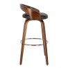 Armen Living Sonia Swivel Brown Faux Leather and Walnut Wood Bar Stool Side