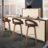 Armen Living Sonia Swivel Brown Faux Leather and Walnut Wood Bar Stool 