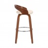 Armen Living Sonia Swivel Cream Faux Leather and Walnut Wood Bar Stool  Side