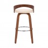 Armen Living Sonia Swivel Cream Faux Leather and Walnut Wood Bar Stool Front