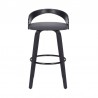 Armen Living Sonia Swivel Grey Faux Leather and Black Wood Bar Stool Front