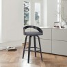 Armen Living Sonia Swivel Grey Faux Leather and Black Wood Bar Stool