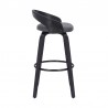 Armen Living Sonia Swivel Grey Faux Leather and Black Wood Bar Stool Side