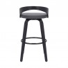 Armen Living Sonia Swivel Grey Faux Leather and Black Wood Bar Stool Back