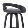 Armen Living Sonia Swivel Grey Faux Leather and Black Wood Bar Stool Half Back