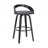 Armen Living Sonia Swivel Grey Faux Leather and Black Wood Bar Stool