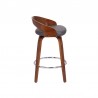 Armen Living Sonia Swivel Faux Leather and Walnut Wood Bar Stool Side