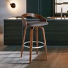 Armen Living Sonia Swivel Faux Leather and Walnut Wood Bar Stool