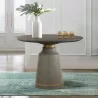 Pinni Gray Concrete Round Dining Table with Bronze Painted Accent - Pinni Gray Concrete Round Dining Table with Bronze Painted Accent