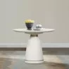 Pinni White Concrete Round Dining Table with Bronze Painted Accent - Pinni White Concrete Round Dining Table with Bronze Painted Accent