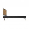 Armen Living Saratoga Platform Frame Bed in Black Acacia with Rattan Headboard Side