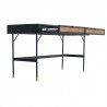 Armen Living Saratoga 2 Drawer Desk in Black Acacia with Rattan Open Drawer