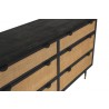 Armen Living Saratoga 6 Drawer Dresser in Black Acacia with Rattan- Side Top View