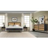 Armen Living Saratoga Nightstand in Black Acacia with Rattan