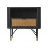 Armen Living Saratoga Nightstand in Black Acacia with Rattan 04