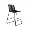 Armen Living Shasta Outdoor Metal and Rope Stackable Counter Stool - Black Back Angle
