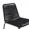 Armen Living Shasta Outdoor Metal and Rope Stackable Counter Stool - Black Half Side