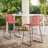 Armen Living Shasta Outdoor Metal and Rope Stackable Counter Stool - Set of 2