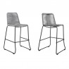 Armen Living Shasta Outdoor Metal and Grey Rope Stackable Counter Stool - Set of 2