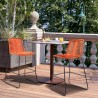 Armen Living Shasta Outdoor Metal and Rope Stackable Counter Stool - Set of 2 Tangerine