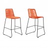 Armen Living Shasta Outdoor Metal and Rope Stackable Counter Stool - Tangerine Front View