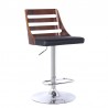  Armen Living Storm Barstool in Chrome finish with Walnut wood and Black Faux Leather Side