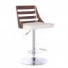  Armen Living Storm Barstool in Chrome finish with Walnut wood and  Cream Faux Leather Side