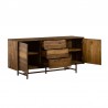 Armen Living Superb Rustic Oak Buffet Cabinet Open