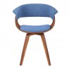 Summer Mid-Century Chair in Blue Fabric with Walnut Wood Finish 03