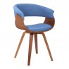 Summer Mid-Century Chair in Blue Fabric with Walnut Wood Finish 01