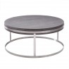 Armen Living Sunset Coffee Table in Brushed Stainless Steel finish with Grey Top - Front