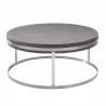 Armen Living Sunset Coffee Table in Brushed Stainless Steel finish with Grey Top - Front - Armen Living Sunset Coffee Table in Brushed Stainless Steel finish with Grey Top - Front