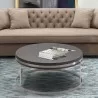 Armen Living Sunset Coffee Table in Brushed Stainless Steel finish with Grey Top - Lifestyle - Armen Living Sunset Coffee Table in Brushed Stainless Steel finish with Grey Top - Lifestyle