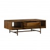Superb Rustic Oak Coffee Table with Drawer - Drawer Opened
