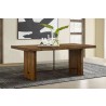 Armen Living Superb Rustic Oak Dining Table In Matte Brass