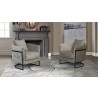 Swan Contemporary Accent Chair with Black Iron Finish and Beige - Lifestyle