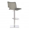 Sydney Adjustable Barstool in Brushed Stainless Steel with Vintage Grey Faux Leather and Grey Walnut Wood Back - Back Angle