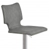 Sydney Adjustable Barstool in Brushed Stainless Steel with Vintage Grey Faux Leather and Grey Walnut Wood Back - Close-Up