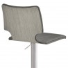 Sydney Adjustable Barstool in Brushed Stainless Steel with Vintage Grey Faux Leather and Grey Walnut Wood Back - Back Angle Close-Up