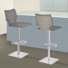 Sydney Adjustable Barstool in Brushed Stainless Steel with Vintage Grey Faux Leather and Grey Walnut Wood Back - Lifestyle