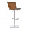 Armen Living Sydney Adjustable Barstool in Brushed Stainless Steel with Vintage Grey Faux Leather and Walnut Wood Back - Back Angle