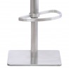 Armen Living Sydney Adjustable Barstool in Brushed Stainless Steel with Vintage Grey Faux Leather and Walnut Wood Back - Leg Detail