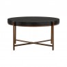 Armen Living Sylvie Brushed Oak and Metal Round Coffee Table Front